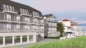 städtebauliche Visualisierung Niendorf/Ostsee: Einfügung der Rekonstruktion einer Strand-Villa